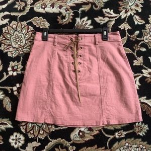 Pink Suede Skirt